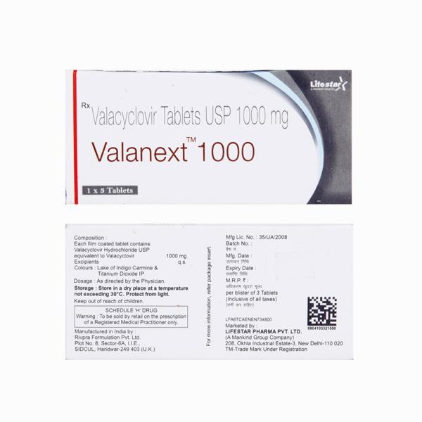 Valacyclovir tablets usp 1000 mg