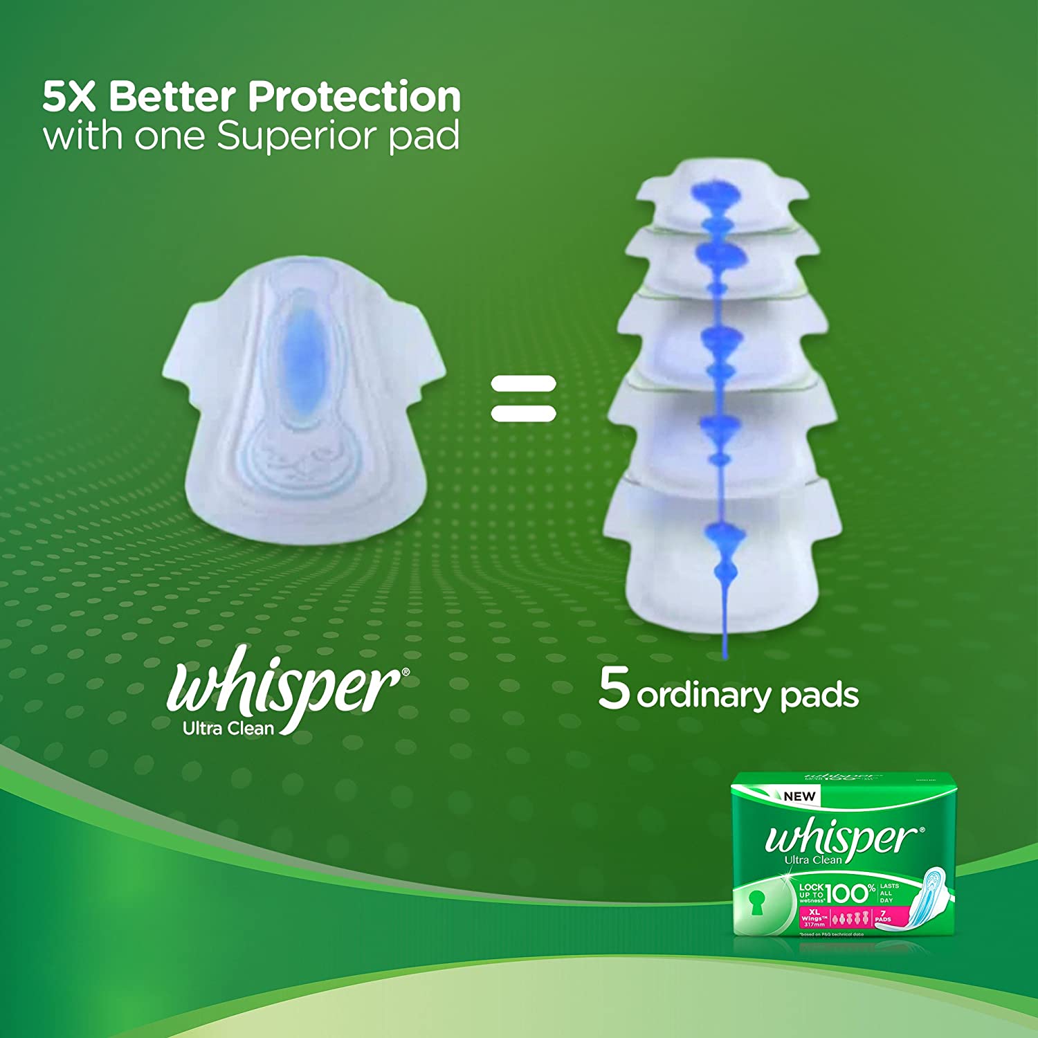 Whisper Ultra Clean Sanitary Pads For Women XL+ 30 + Whisper Ultra